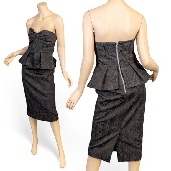 VERONICA BEARD Black Strapless Jacquard Allyson Dress  Size 6 NWT - Picture 3 of 16